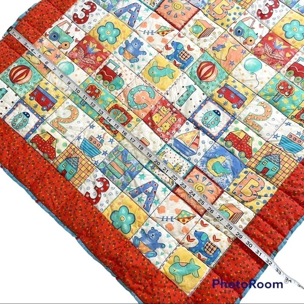 VTG handmade ABC 123 block baby quilt